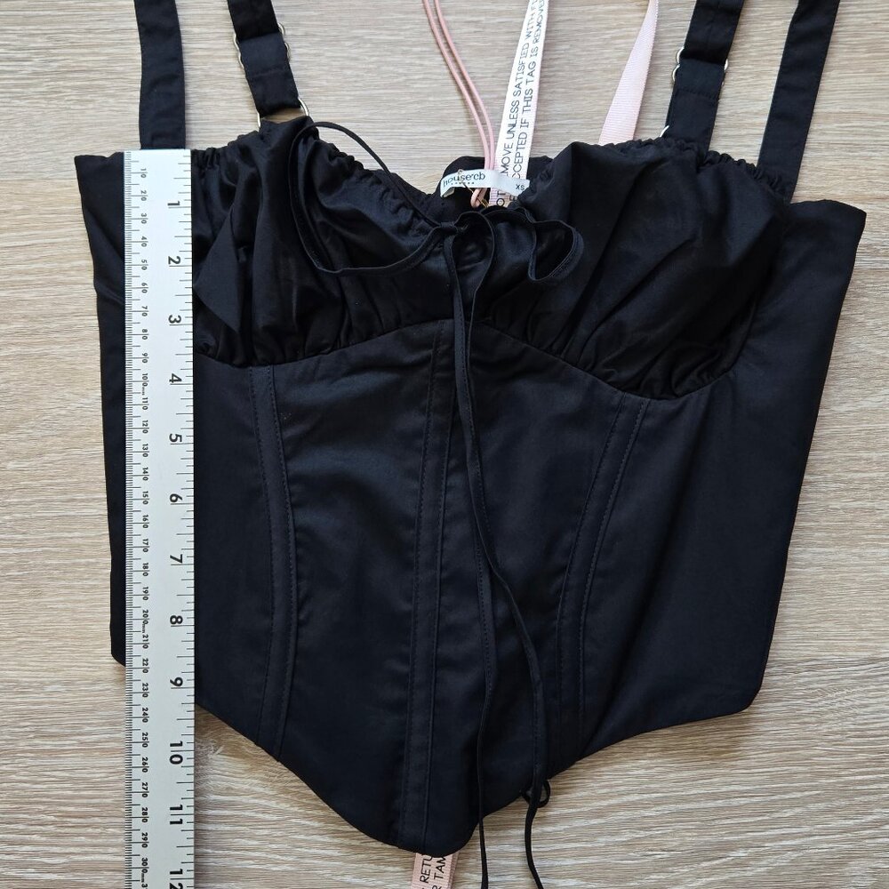 HOUSE OF CB Analia Lace-Up Crop Corset Camisole Black X-Small A/C New With Tags - Picture 7 of 16